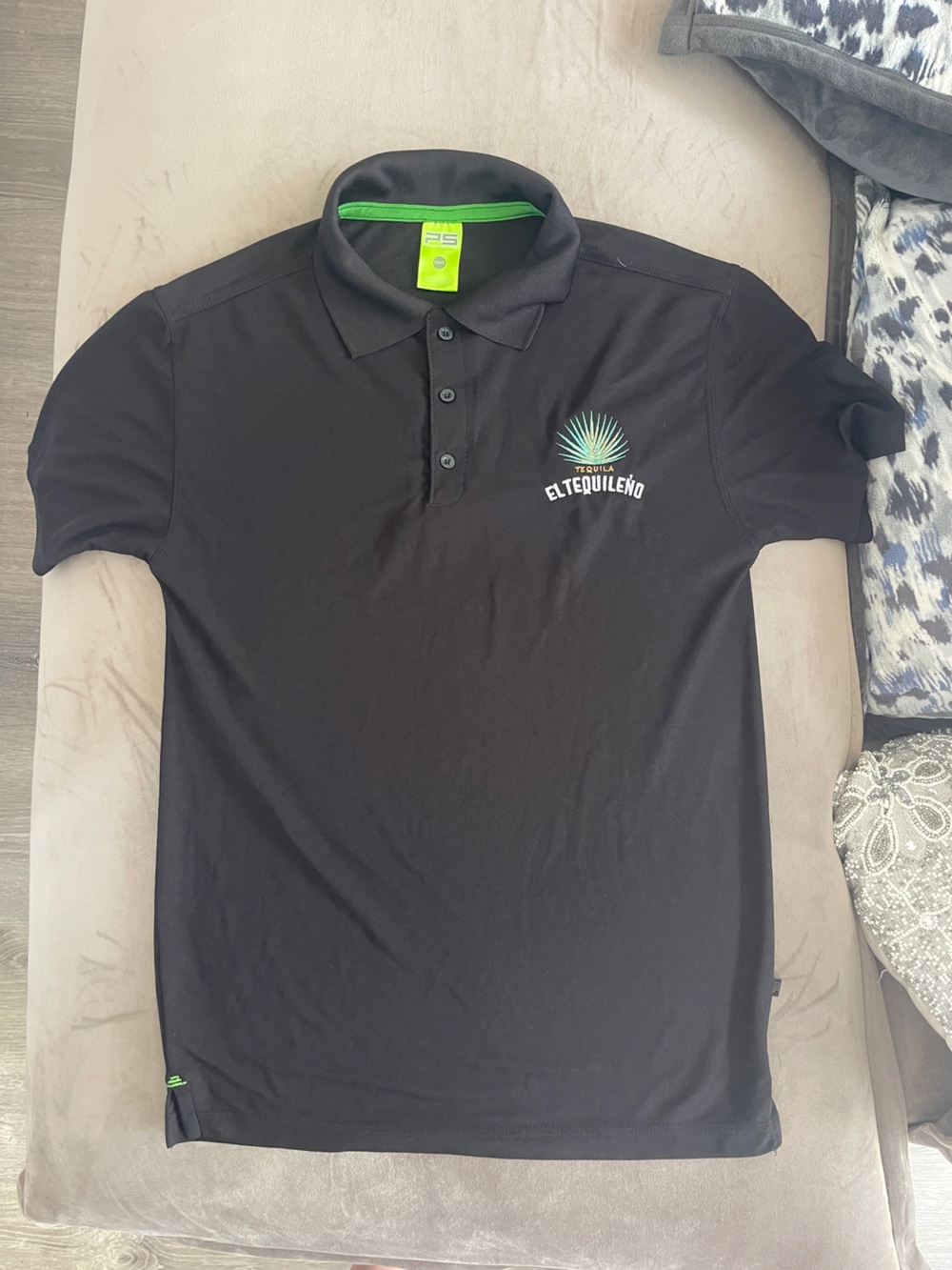 Men’s Black Polo with Green Accent